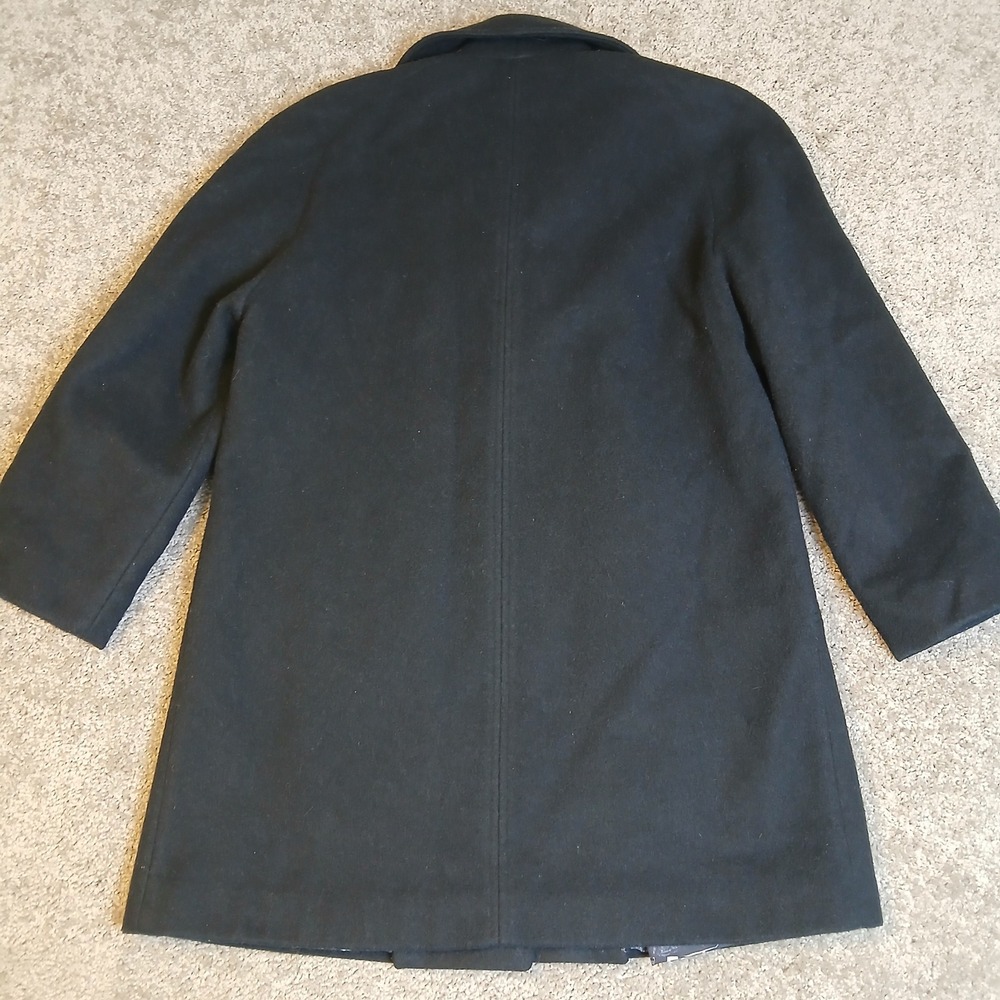 Alorna Black Wool Blend Car Coat Vintage Graphic Lining Made in USA Womens L - Picture 10 of 10